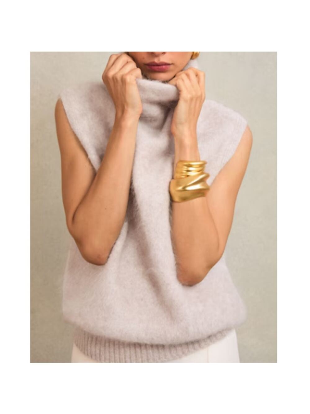 Reiss Women's Neutral Atelier Misty 100% Brushed Cashmere Tank Top Size S